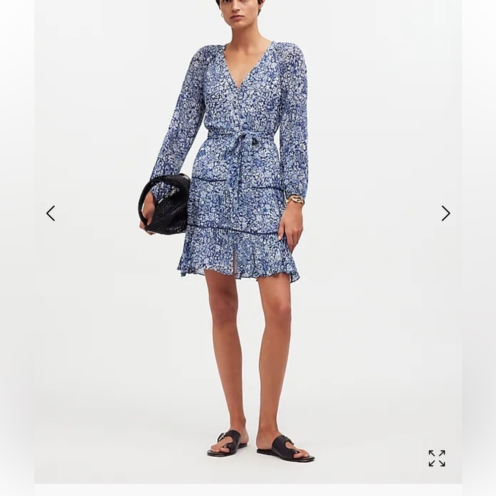 Madewell Tie-Waist Tiered Mini Dress in Floral